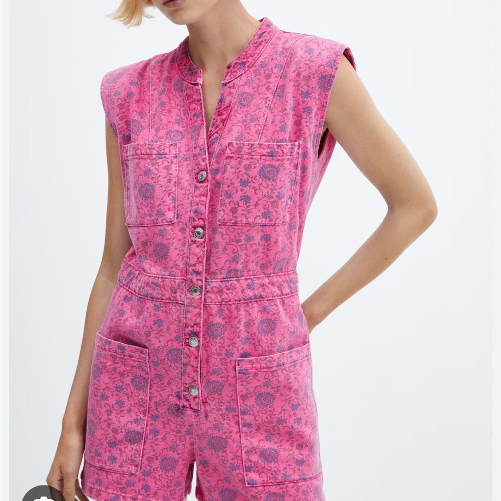 Mango Denim Pink Sleeveless Jumpsuit